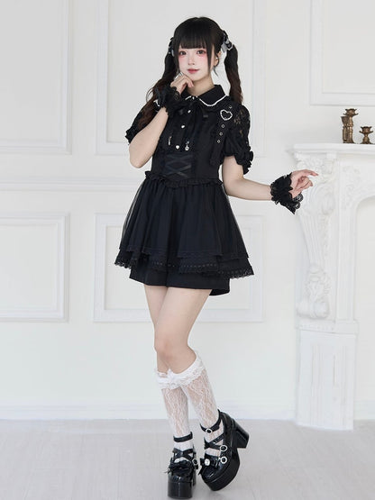 Overallkleid, verstellbar, schwarz, Kei, Baskenschnalle, Taillengurte, Schulter-Jirai