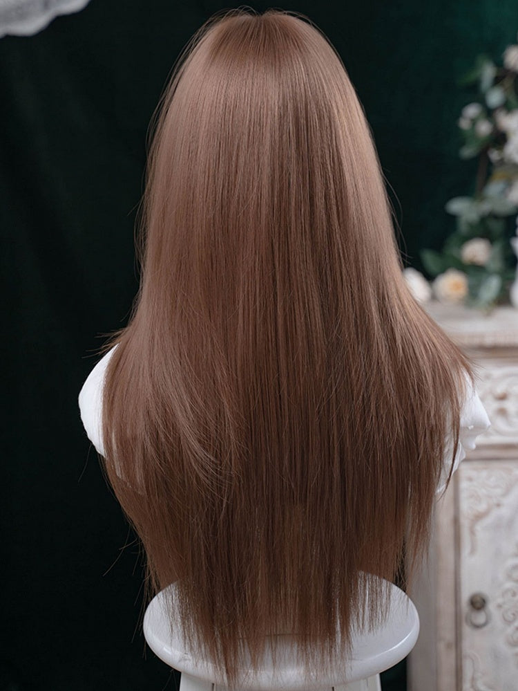 73CM Pony Gerade Braune Perücke Länge Mit Luft