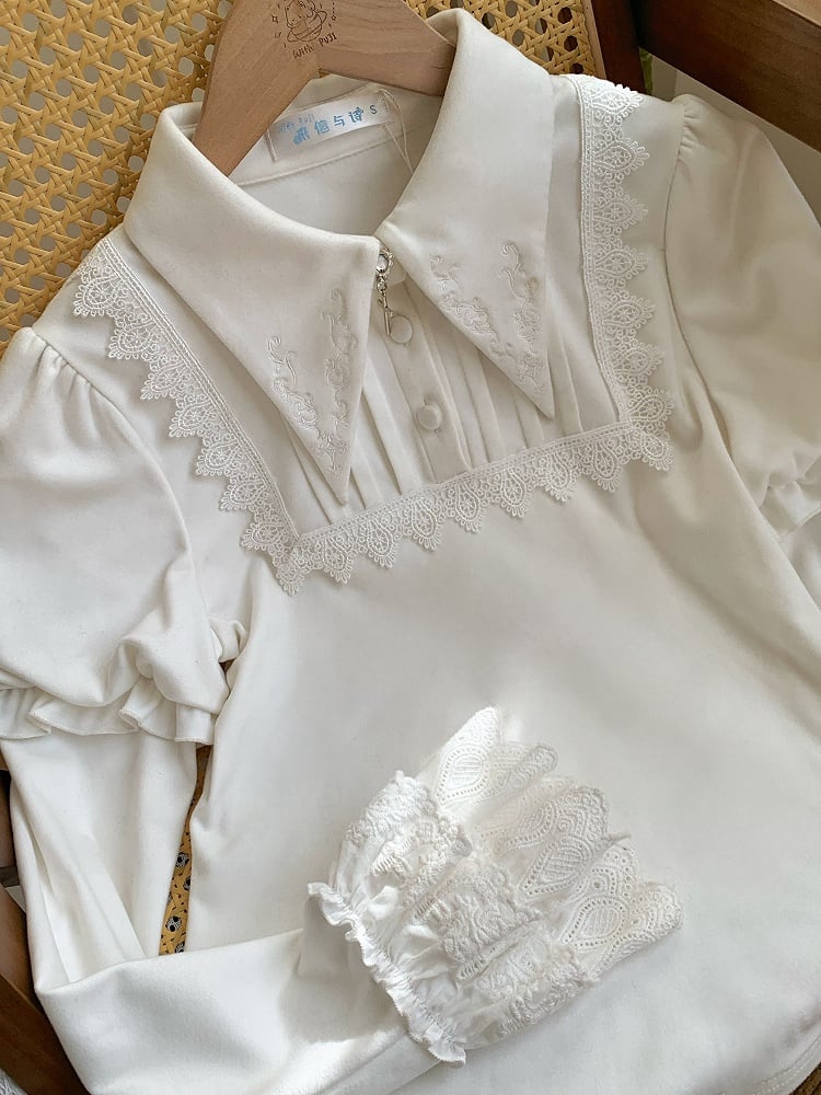 Collar White Gothic Top Sleeves Juliette Autumn/Winter for Lolita Pointed