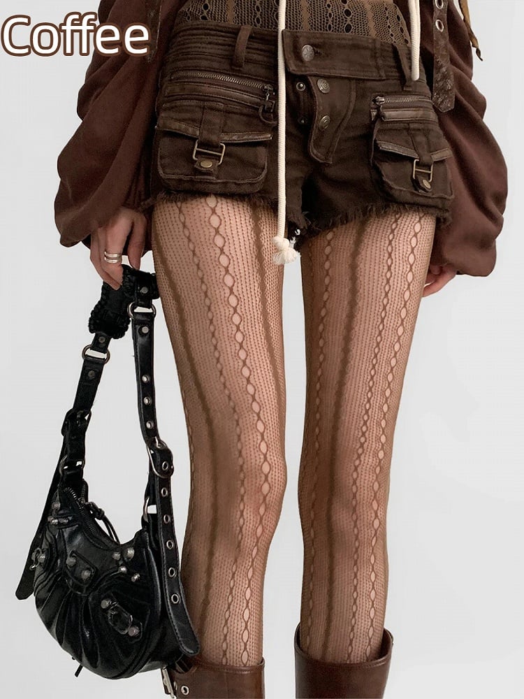 Pantyhose Point Fishnet Textured Wave