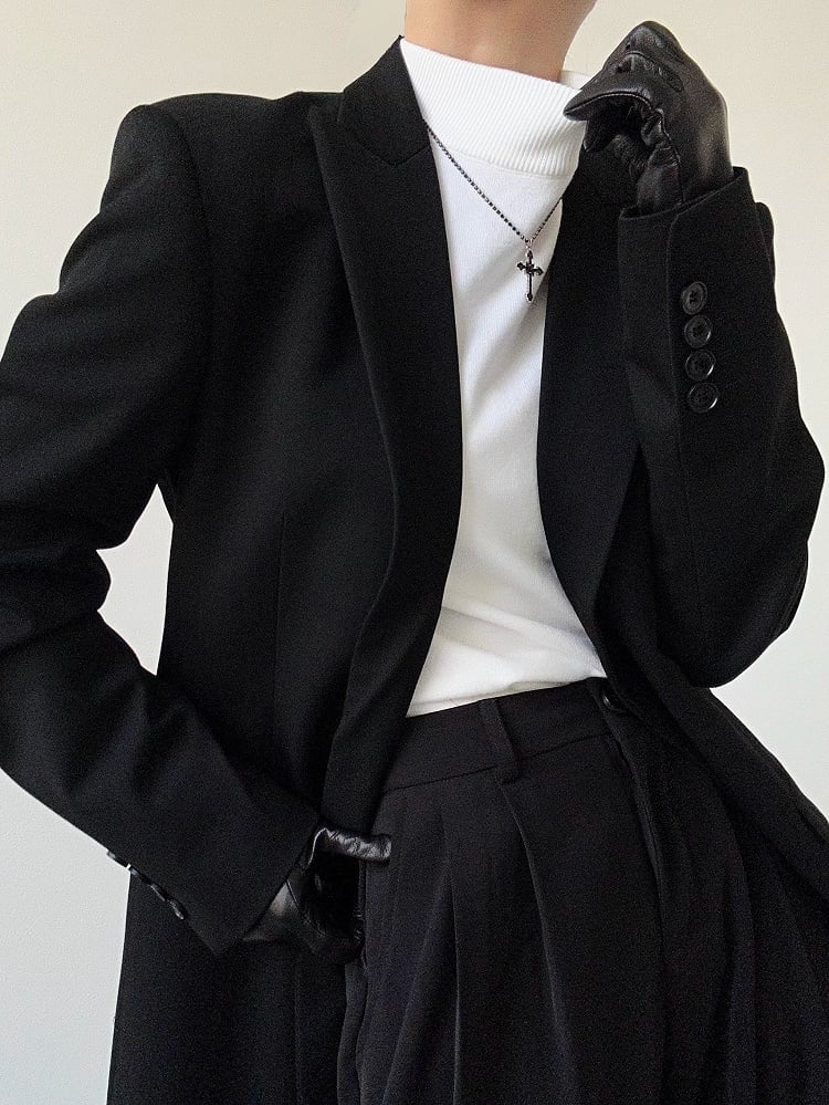 Sweater Unisex Lolita Fit Neck Slim Ouji with White Turtle Long-Sleeve