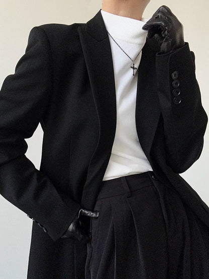 Sweater Unisex Lolita Fit Neck Slim Ouji with White Turtle Long-Sleeve