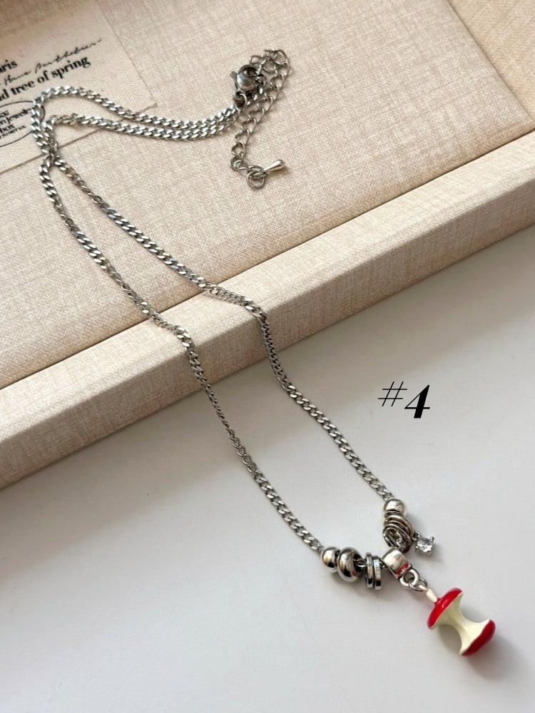 Y2K Red Apple Necklace/Ring/Ear Clips