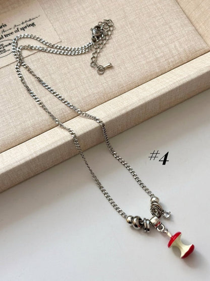 Y2K Red Apple Necklace/Ring/Ear Clips