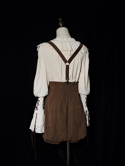 Corset Lolita Waist Coffee Belt with Shorts Ouji High Straps
