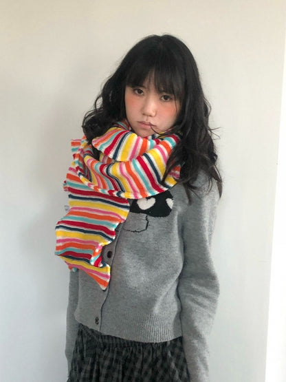 Colorful Striped Scarf Irregular Design - freetrader