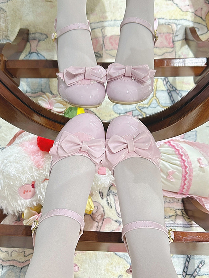 Bow Heels with Low Pink Details Sophisticated Lolita - Leather PU
