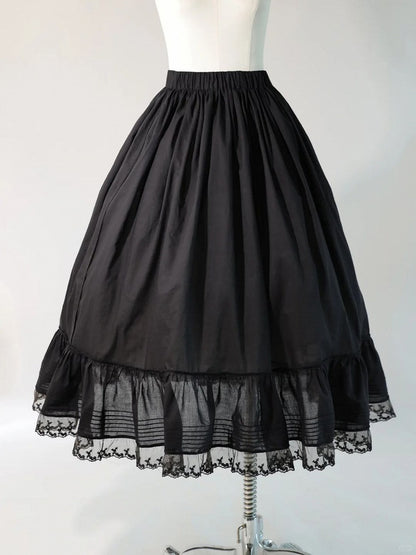 Under Lolita Black Skirt Lace Trim with