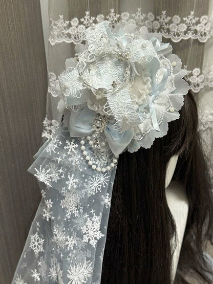 Lace Mini Hat with Rhinestone Snowflake Decor - Post-2000 Gift Shop