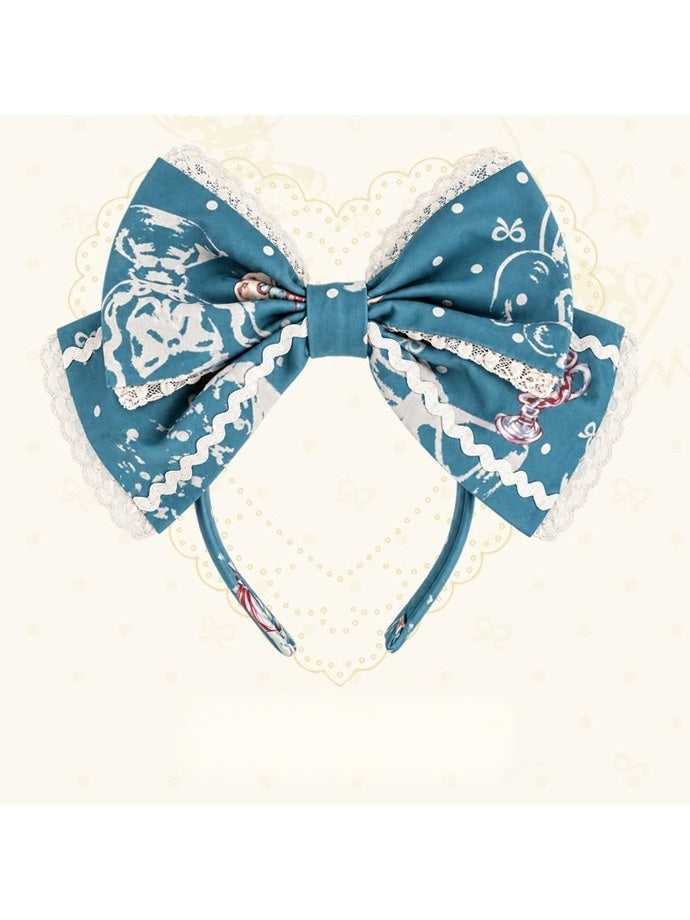 Teal Halter Lolita OP Dress with Popcorn Bear Print, Long/Short Version - Sweet Dream