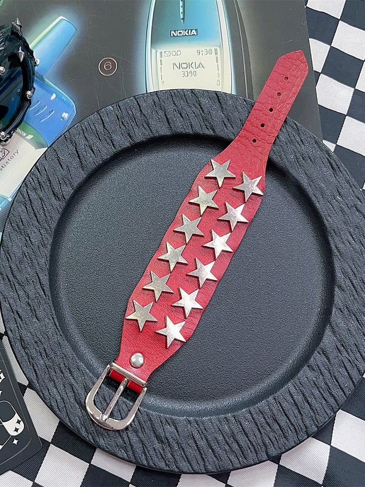 Rock Star Schwarz/Rot/Pink Armband Punk