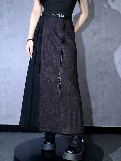 Waist Belt Tassel Detachable Black Gothic Cheongsam Woven Clasp Dragon with PU