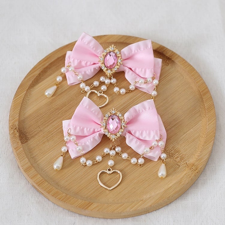 And 10 A Gorgeous Bowknot Pair Heart Of Chain Bead Charm Brooch Colors