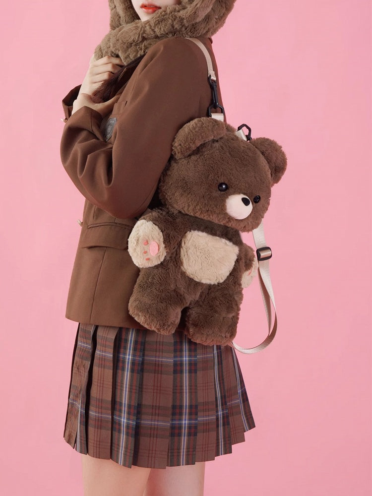 Detachable 35cm/50cm Backpack Brown Straps Plush Shoulder Bear Chocolate