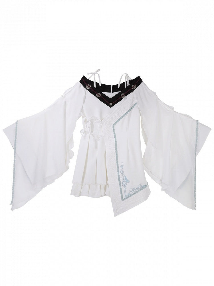 Dragon Valley Bell Sleeve Lolita OP Dress with Collar Accessory & Corset - Unknown Star