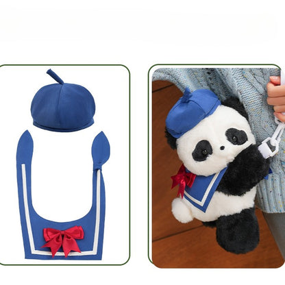 Mittelgroß/Groß Blau Süß + Matrosentasche Kragen Plüsch Größe Rucksack/Crossbody Panda Hut