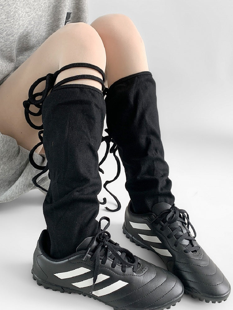 Self-tie Straps Warmers Leg Black/Gray