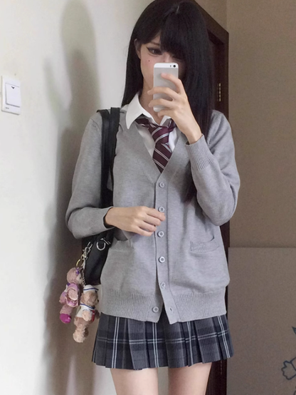 Skirt 39CM Pattern Plaid Uniform Black JK Pleated