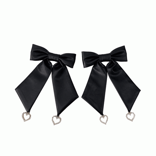 with Charm Bow Skirt Clips Sweetheart Beaded Black
