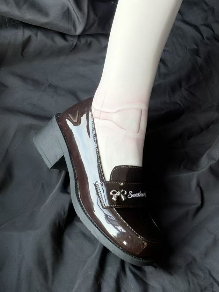 4,5 cm accents marron avec des mocassins preppy à talons style lettre