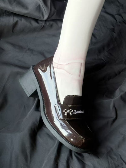 4.5cm Brown Accents with Heeled Preppy Loafers Letter Style