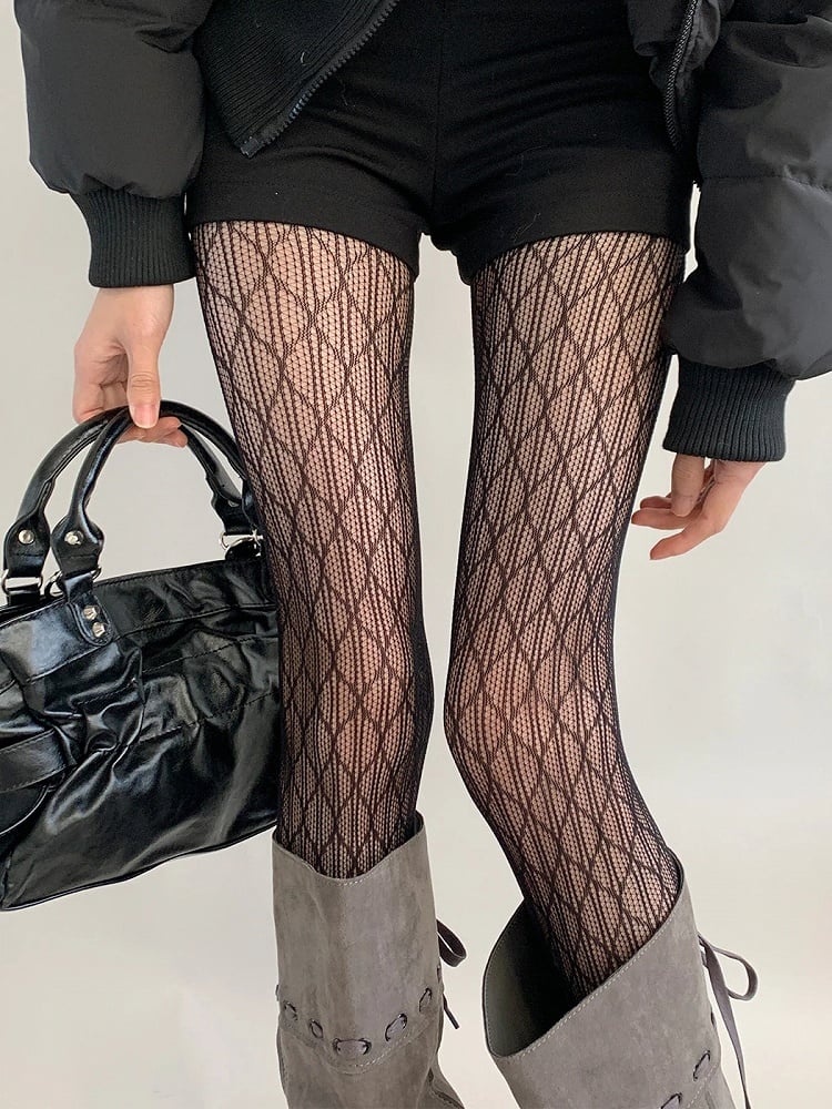 Sheer Tights Diamond Mesh
