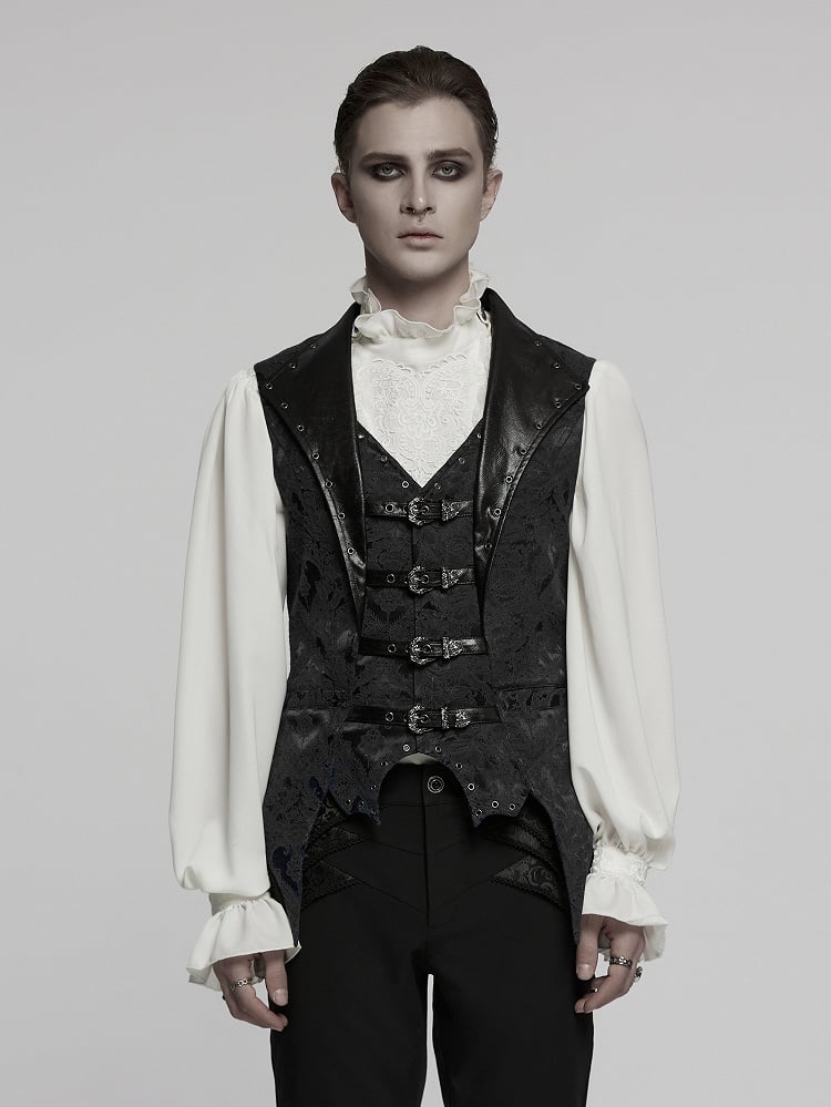 Black Lapel Men's Gothic Jacquard Vest