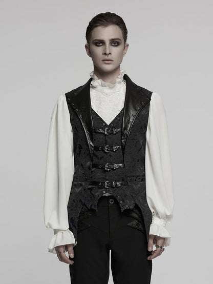 Black Lapel Men's Gothic Jacquard Vest