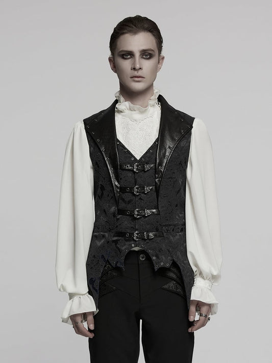 Black Lapel Men's Gothic Jacquard Vest
