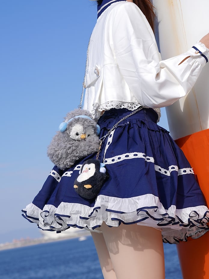 Light Middle/Large Keychain Plush + Options Gray 4 Penguin Backpack/Crossbody Size Bag Cute