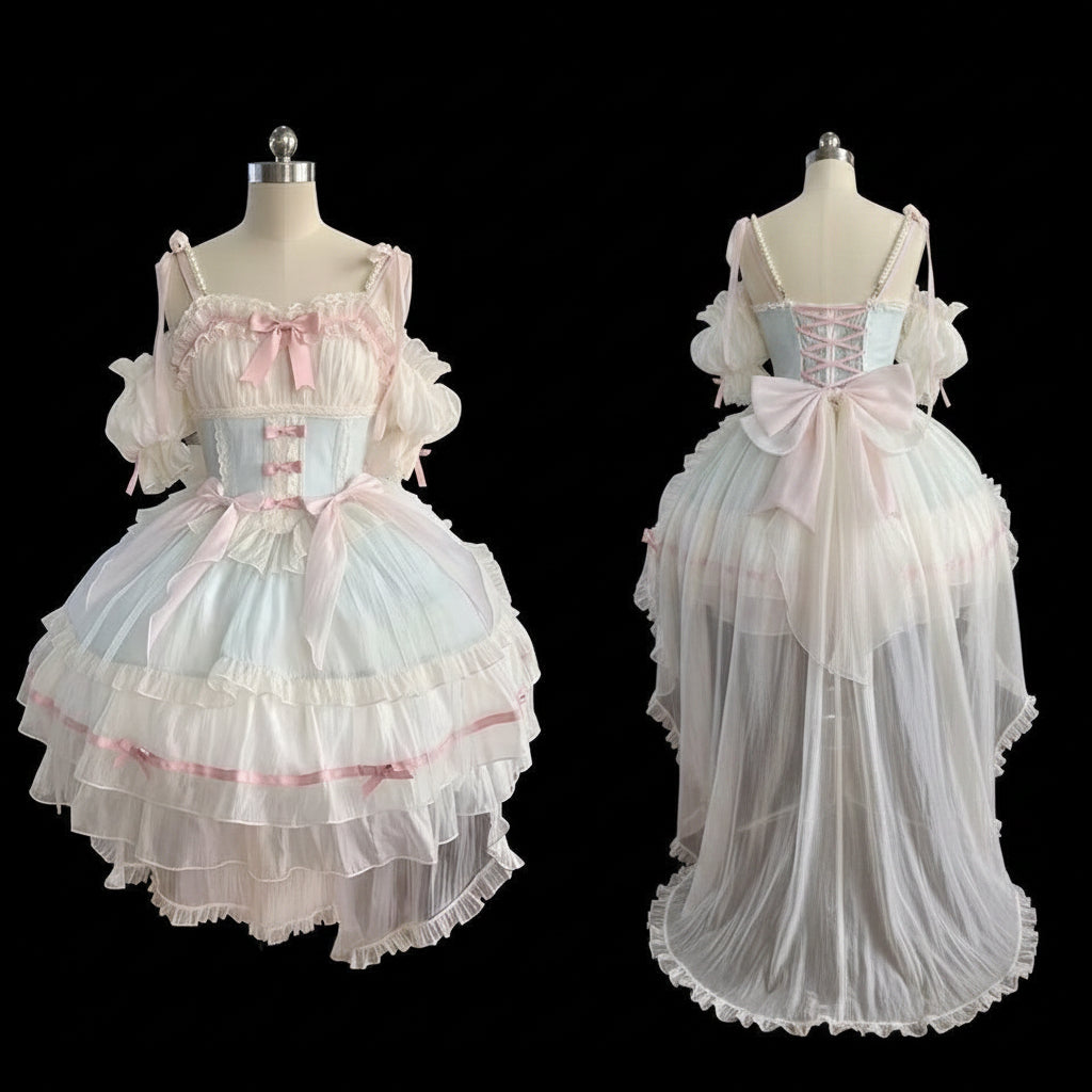 Lolita Ballet Style JSK Dress – Birthday & Formal Gown with Arm Sleeves