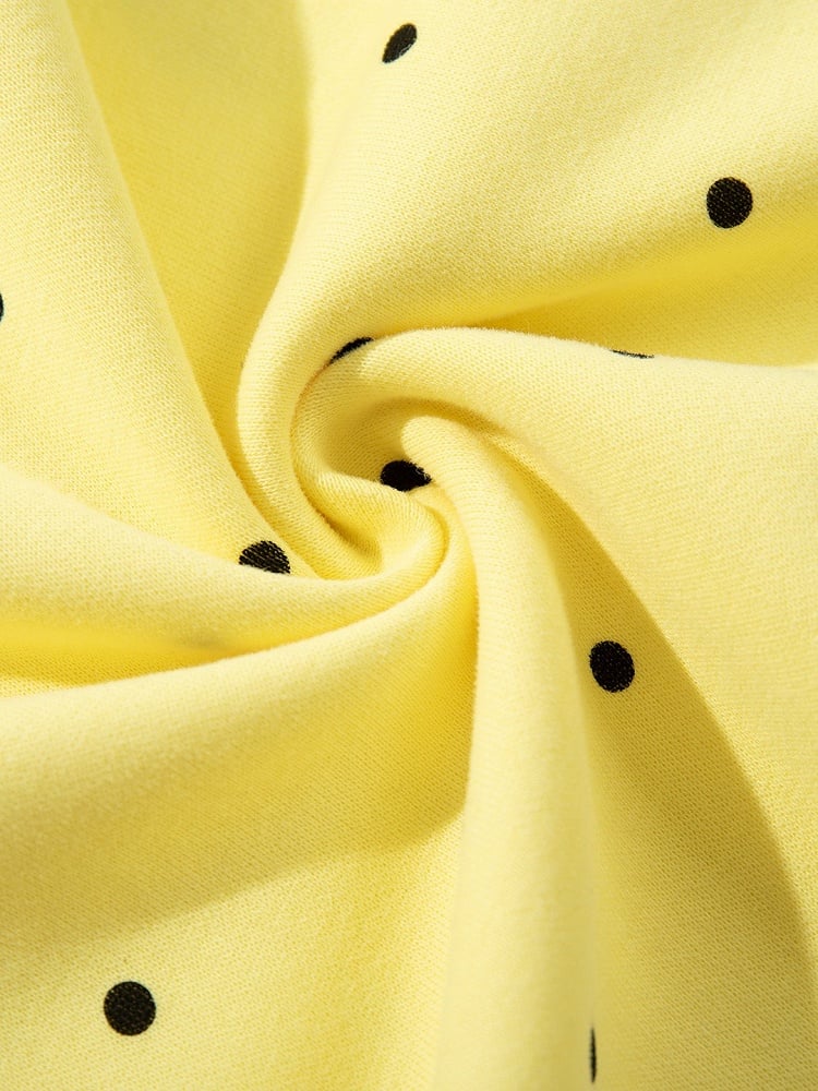 Yellow Polka-Dot Wide-Leg Pants with Music Notes - Languid Park