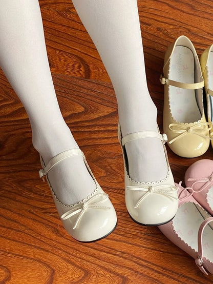 Sweet Leather Mary Jane PU with Shoes Heeled Toe Round 3cm White Lolita