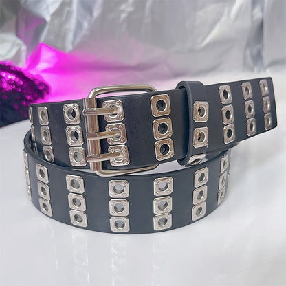 PU Gürtel Schwarz/Rot/Weiß Punk Taille Rock