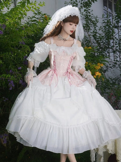 Hairband Decoration with Detachable Flower White Veil