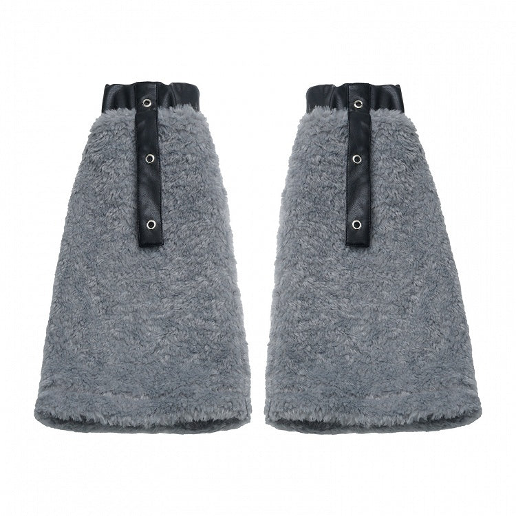 Cuffs Elastic Grey Warmers with Plush Leg