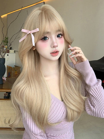 Perücke Pony Länge Blonde Luft Mit 60CM Wellig