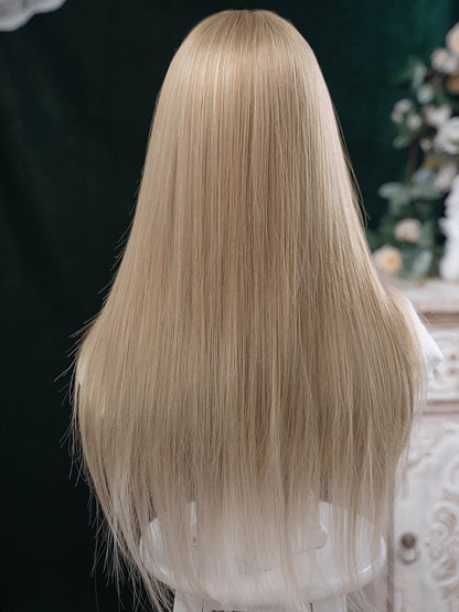 Blonde Perücke, Länge glatt, 77 cm