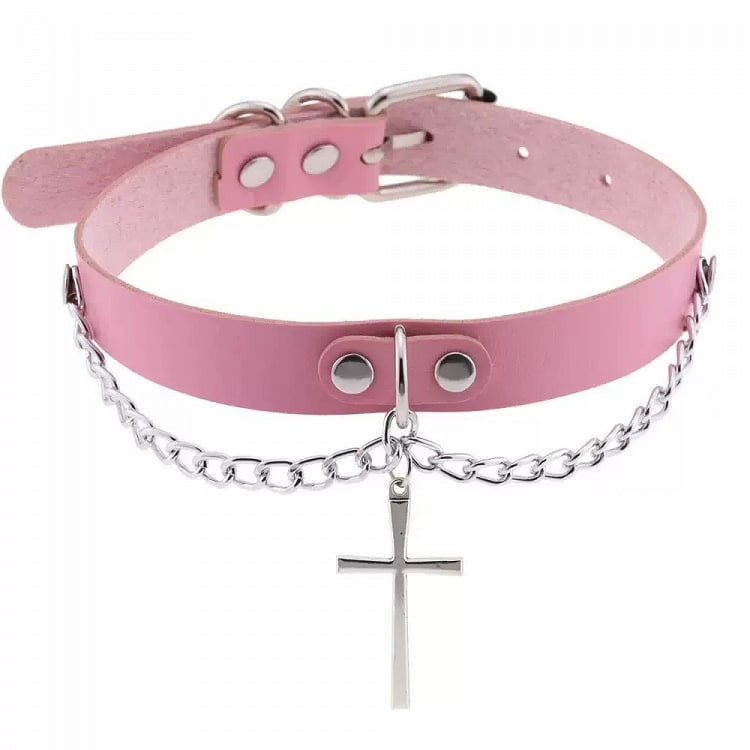 Multicolor Cross Pendant Chain Necklace - CRAZY GIRL