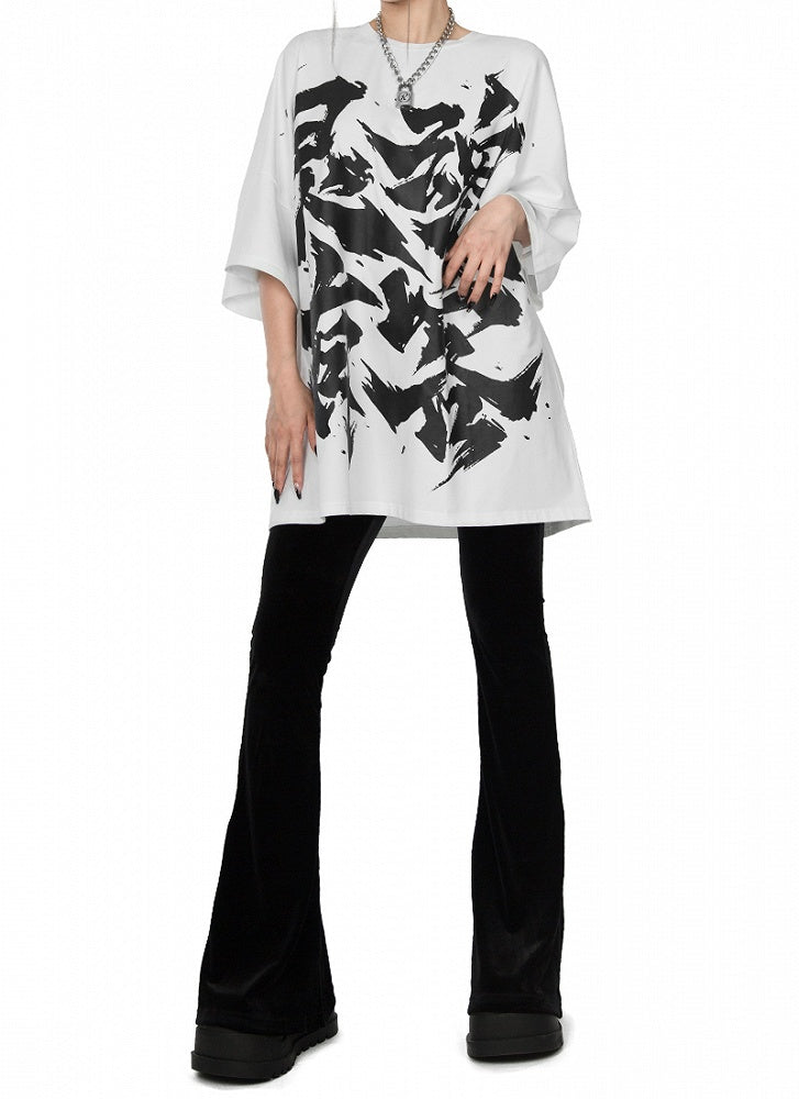 White Unisex T-Shirt Print Graphic Soul with Occupied Oversized