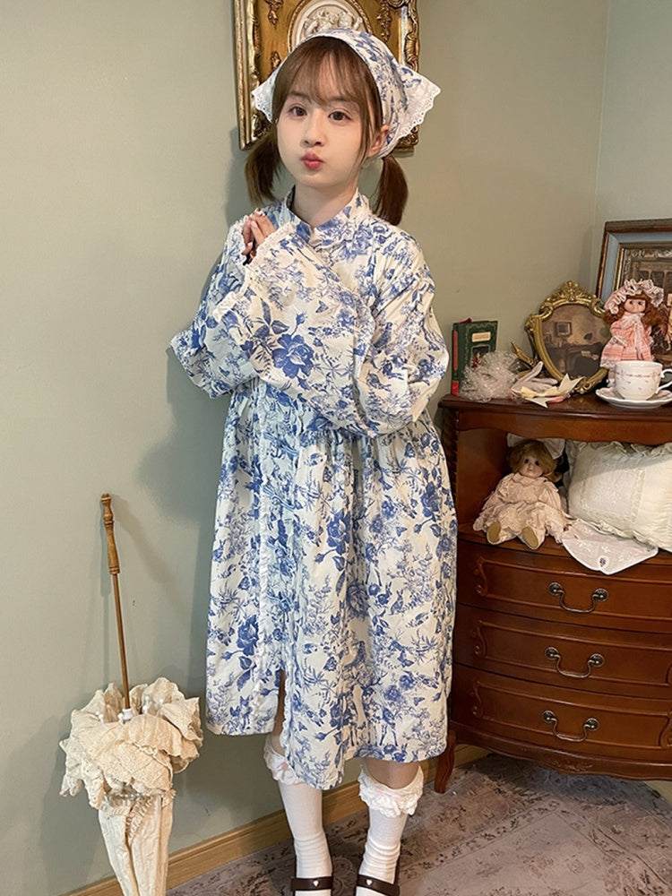 スカラップアイレットトリムフローラルトライアングルスカーフ