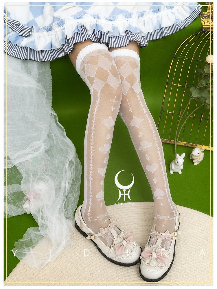 White Alice in Wonderland Vibes Sweet Lolita Under Knee Stockings