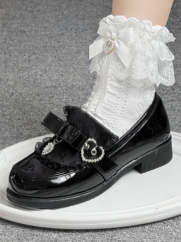 Jirai Polished Black Low Slip-On - with Loafers Kei Heel