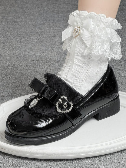 Jirai Polished Black Low Slip-On - with Loafers Kei Heel