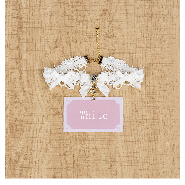 and Rhinestone Kei Crescent Bowknot Moon 5 Decor Jirai Star with Options Choker Color