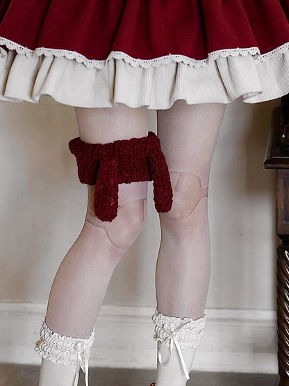 Bear/Red Leg Ear Coffee Fleece Bunny/Black Garter Cat