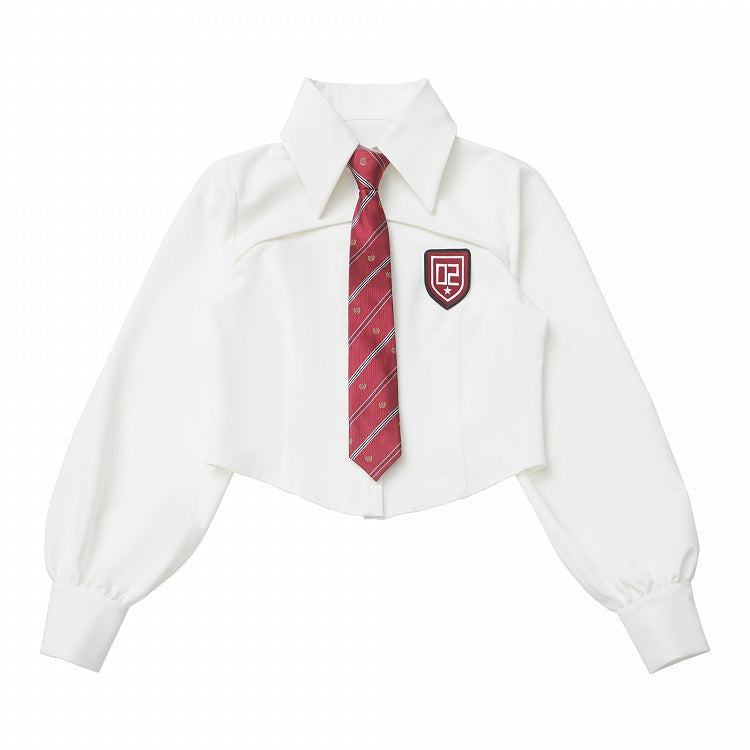 White with Logo Regular/Cutout Cropped Numeric Shirt