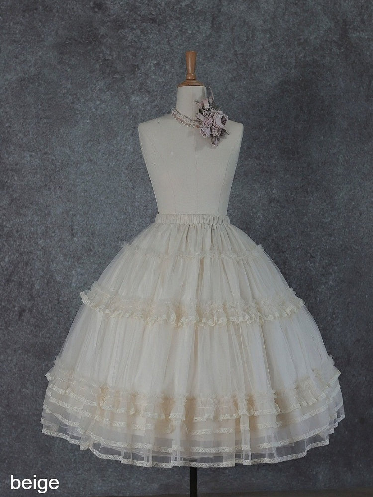 Elegant Lace Trim Tiered Underskirt - Tiny Garden