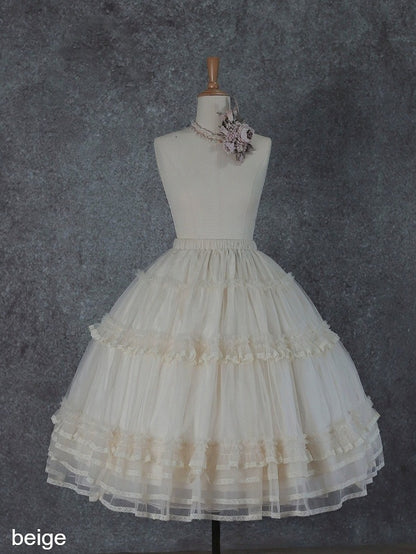 Elegant Lace Trim Tiered Underskirt - Tiny Garden