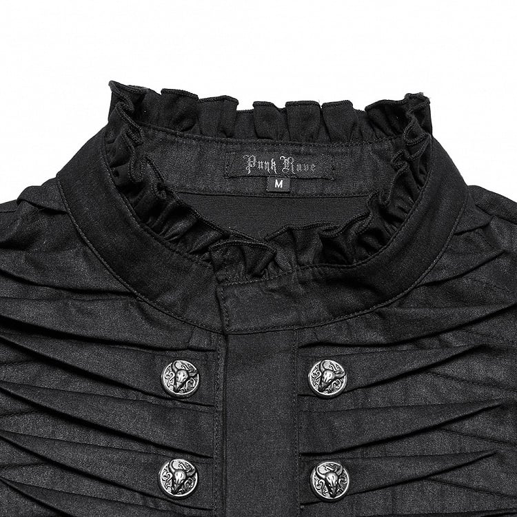 Shirt 3D Men's Black Goth Pleated